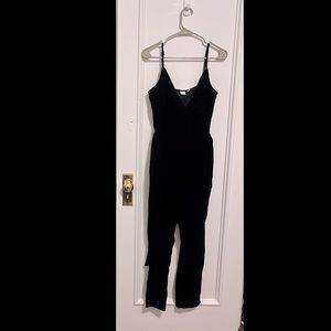 Black velvet jumpsuit